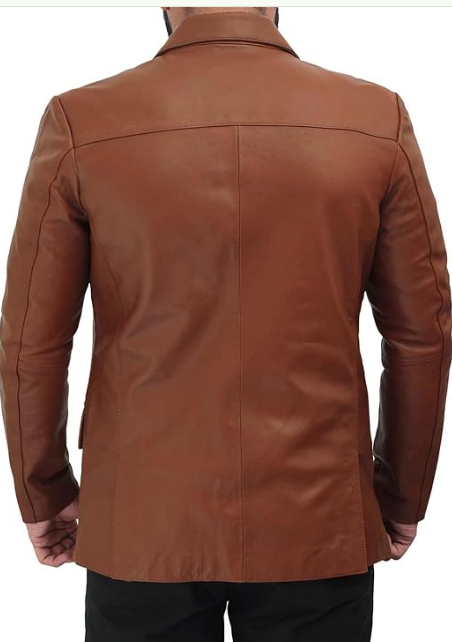 decrum leather blazer for men real-lambskin casual mens leather-jacket