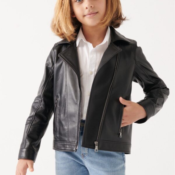 VILMA Girls Black Leather Jacket