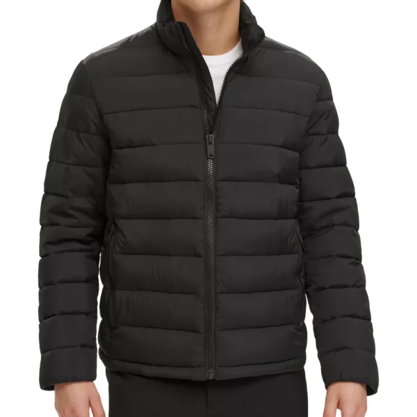Men?s Quilted Full-Zip Stand Collar Puffer Jacket