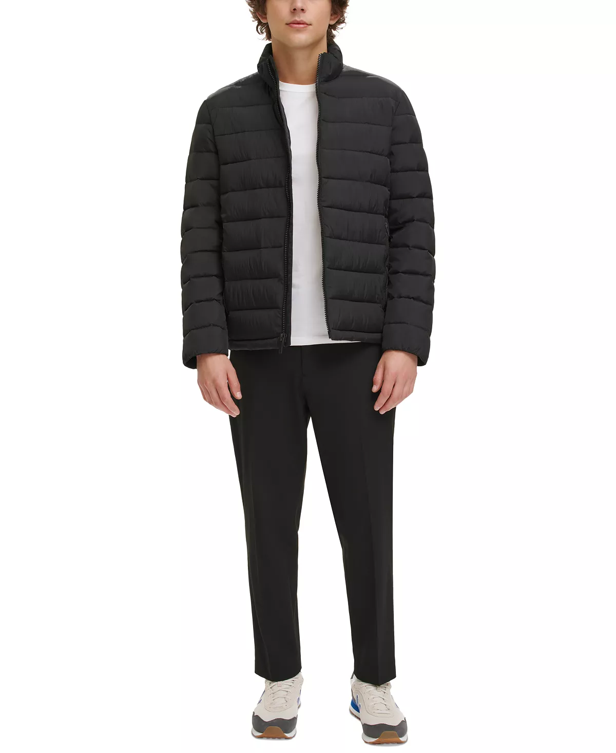 Men?s Quilted Full-Zip Stand Collar Puffer Jacket