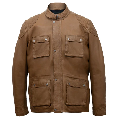 TRENT: MEN'S SAND LEATHER COAT