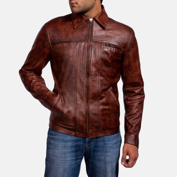 Distress Brown Leather Jacket