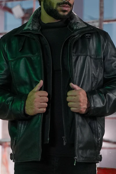 Aviator Black Leather Jacket