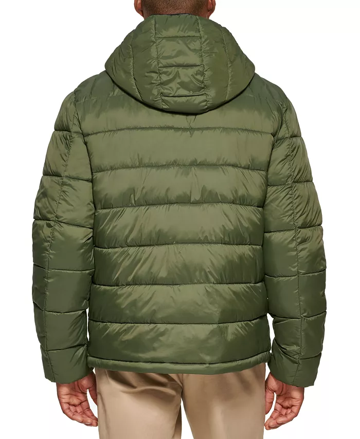 Men?s Chevron Quilted Hooded Puffer Jacket