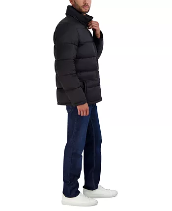 Men's Stand Collar Puffer Jacket with Bib