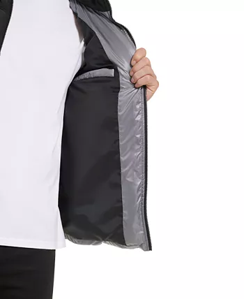 Men's Colorblock Mixed-Media Puffer Jacket