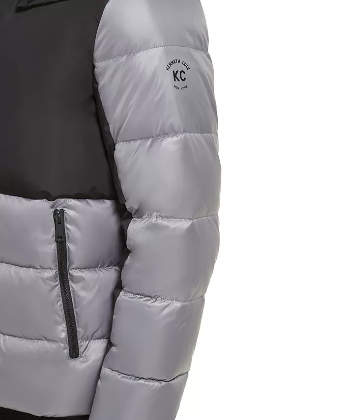 Men's Colorblock Mixed-Media Puffer Jacket