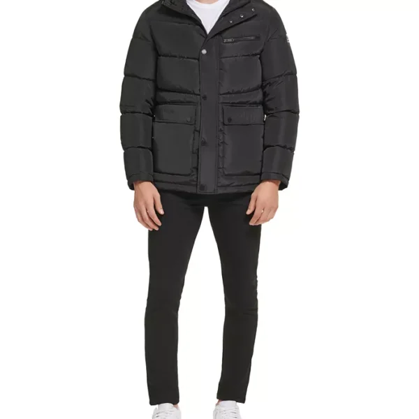 Men's Quilted Puffer Jacket with Patch Pockets