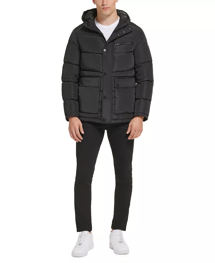 Men's Quilted Puffer Jacket with Patch Pockets