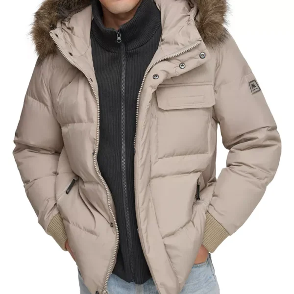 Men?s Nisko Short Channel Quilted Puffer Jacket With Faux Fur Hood