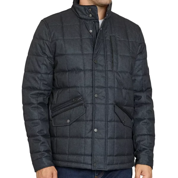 Men's Box-Quilted Stand-Collar Puffer Jacket