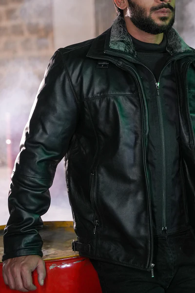 Aviator Black Leather Jacket