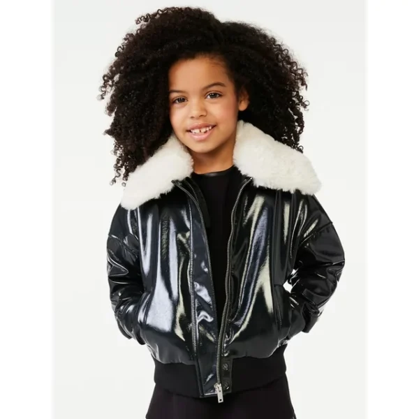 Scoop Girls Faux Leather Bomber Jacket