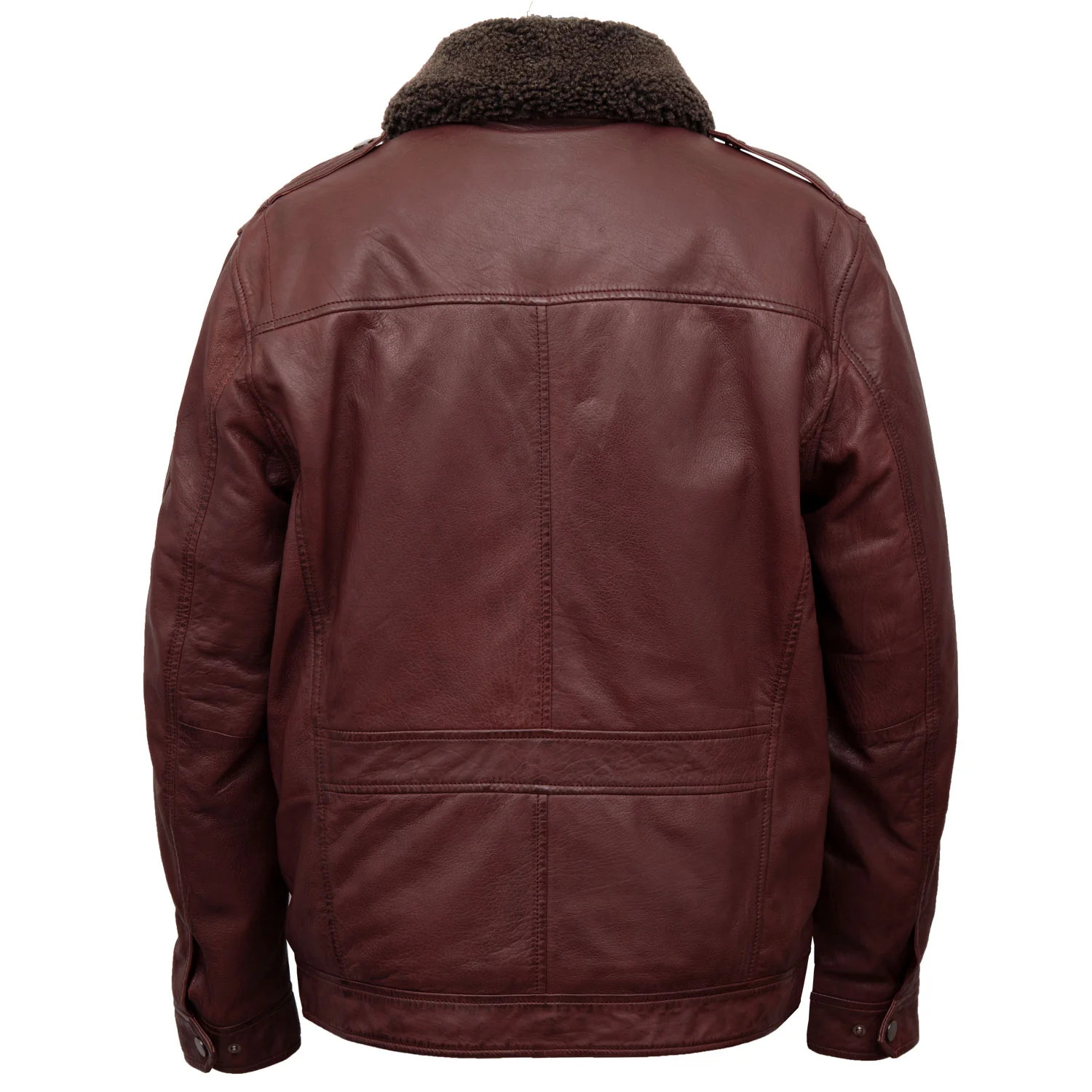 Archer Men?s Burgundy Collared Leather Jacket