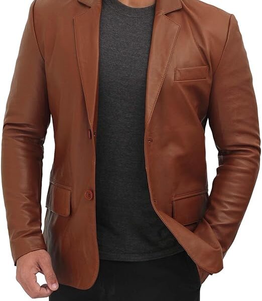Real Lambskin Leather Blazer For Men - 2