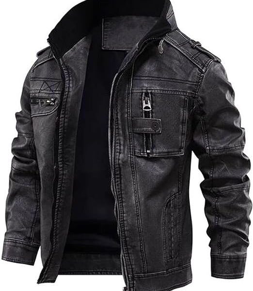 Casual Mens Cafe Racer Leather Jacket