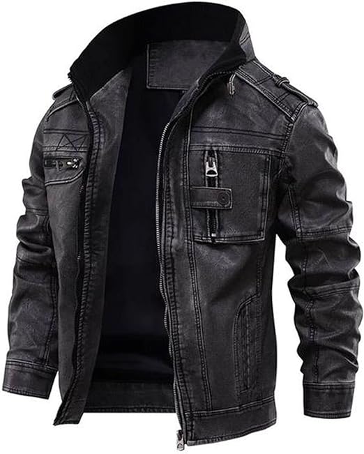 Casual Mens Cafe Racer Leather Jacket
