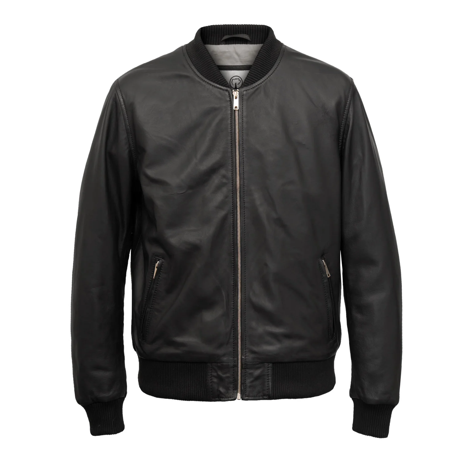 DAMON: MEN'S BLACK BOMBER LEATHER JACKET