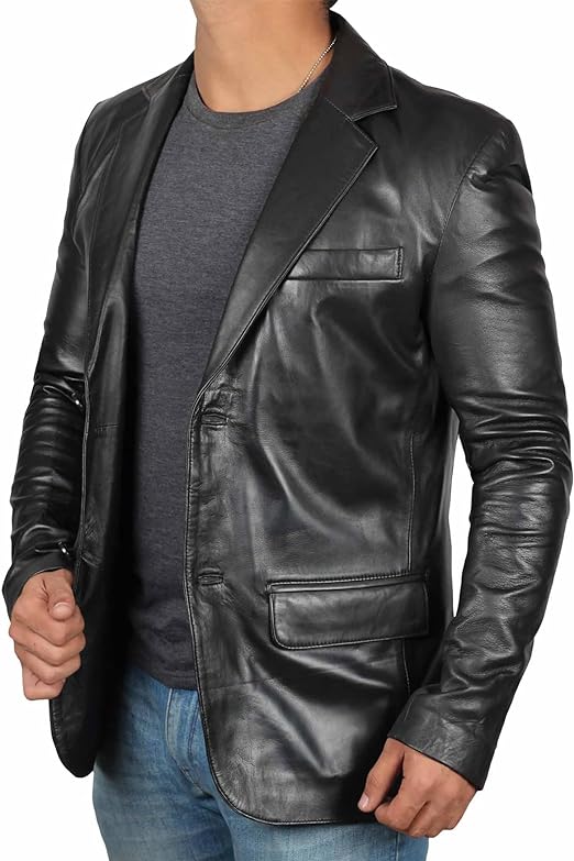 Casual Real Lambskin Leather Blazer For Men
