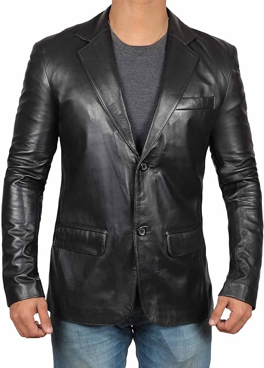 Casual Real Lambskin Leather Blazer For Men