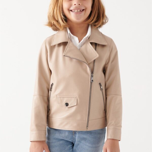 LARA Girls Beige Leather Jacket