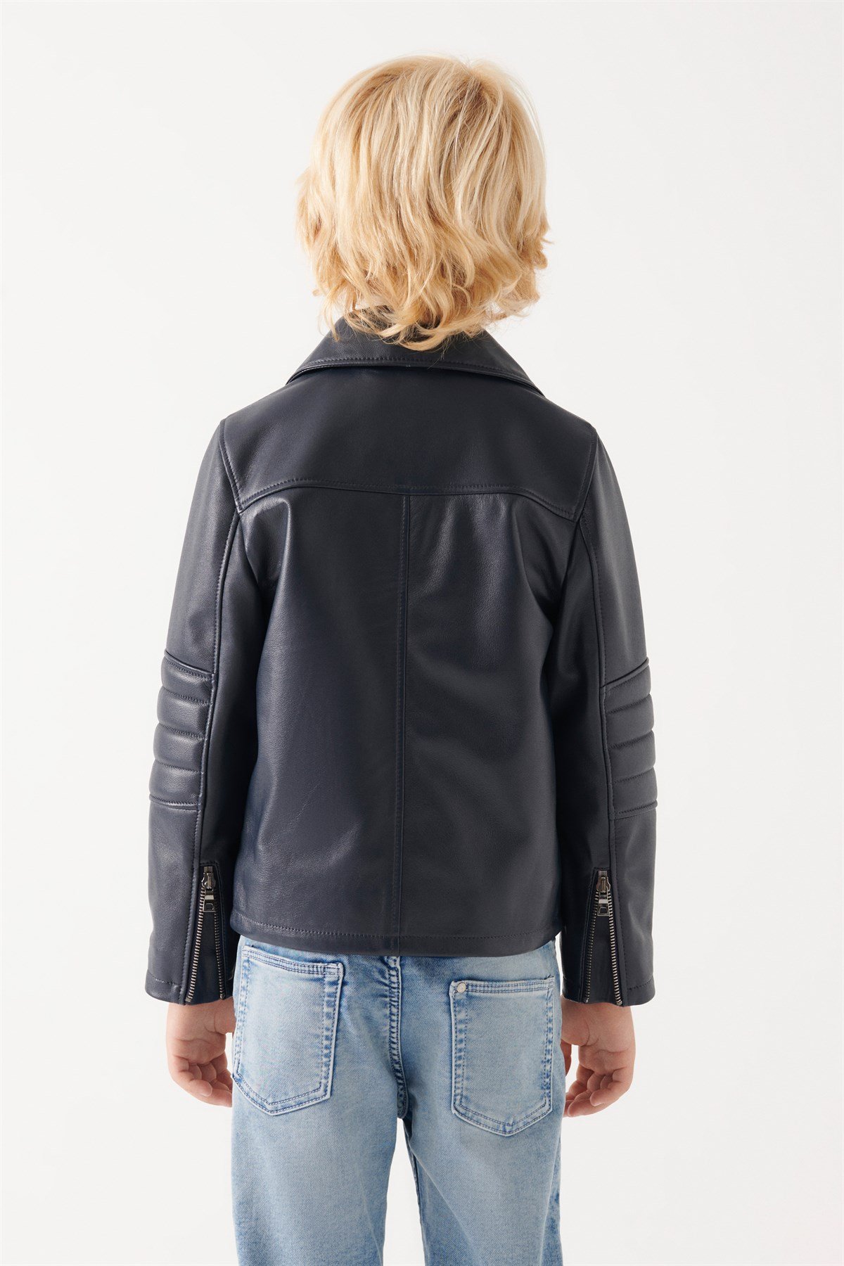 JONNY Boys Navy Blue Leather Jacket