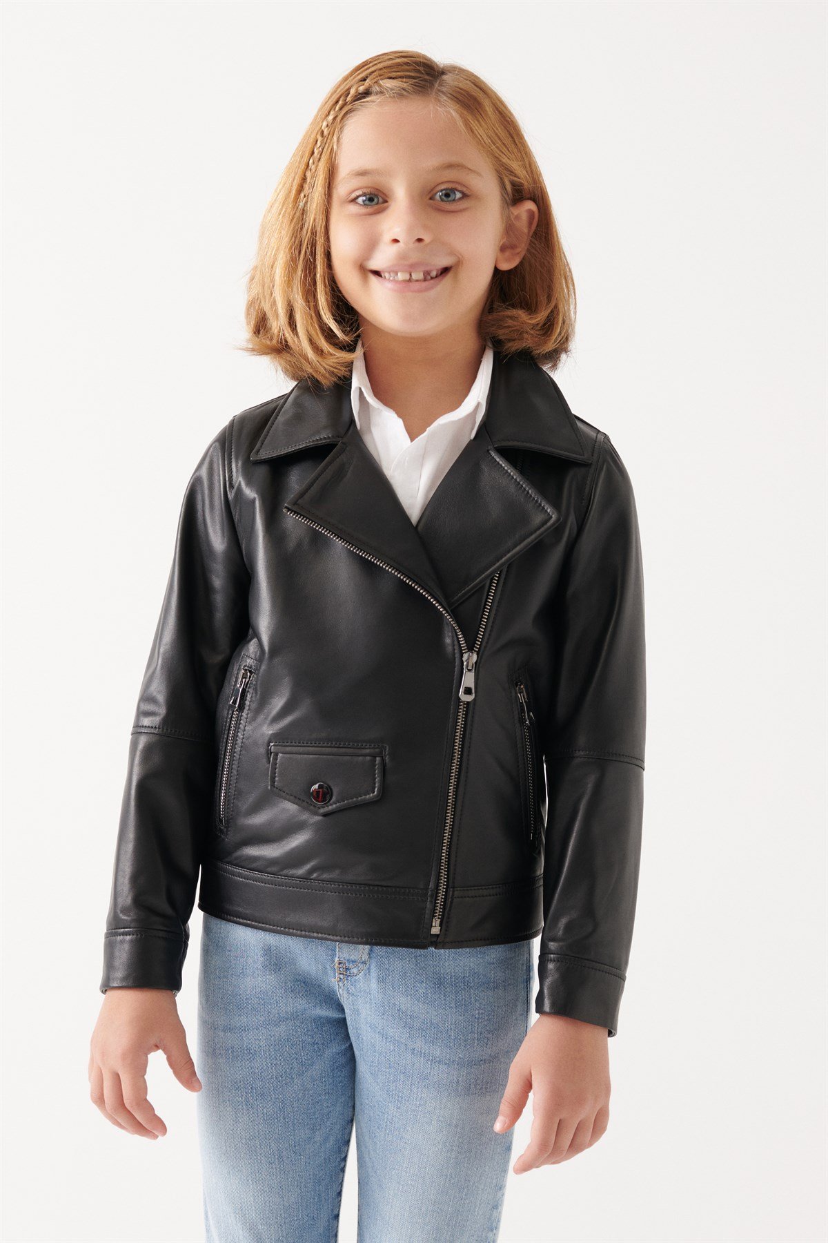 LARA Girls Black Leather Jacket