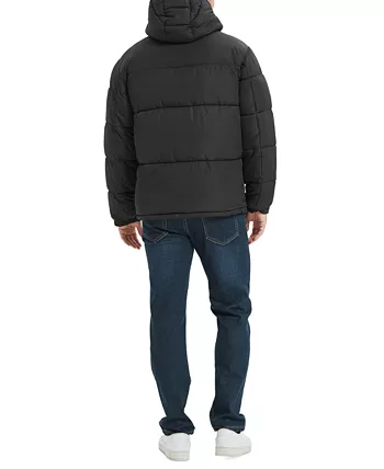 Men's Quilted Zip Front Hooded Puffer Jacket