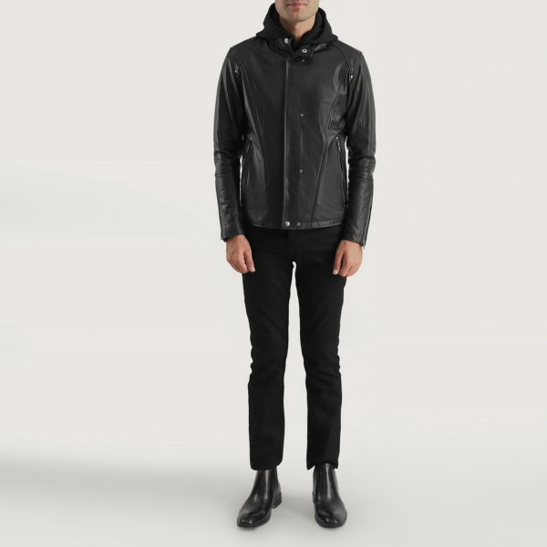 Highschool Black Hooded Leather Jacket