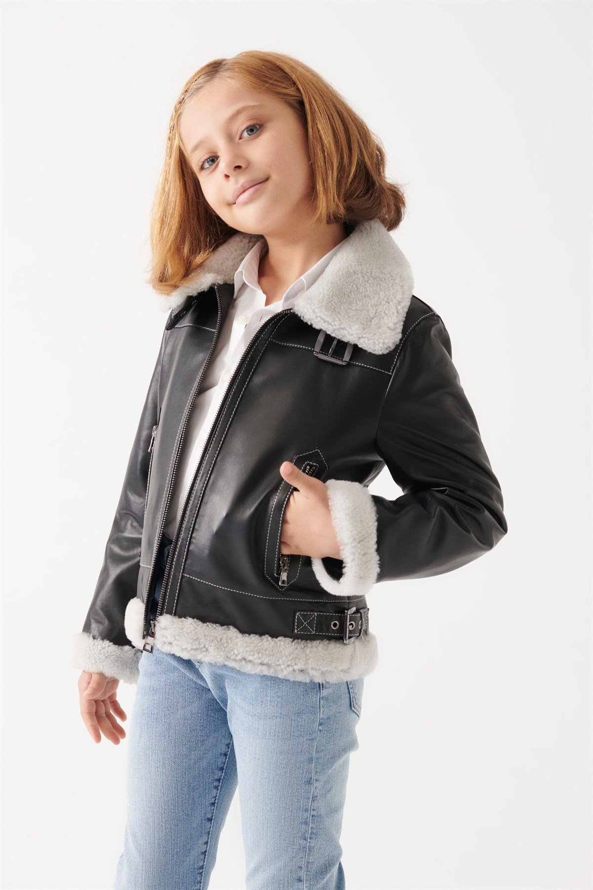 CHARLY Girls Black Leather Jacket