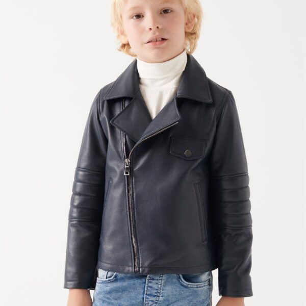JONNY Boys Navy Blue Leather Jacket