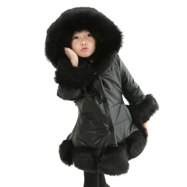 Thick Fur Leather 3 Button Coat For Girl