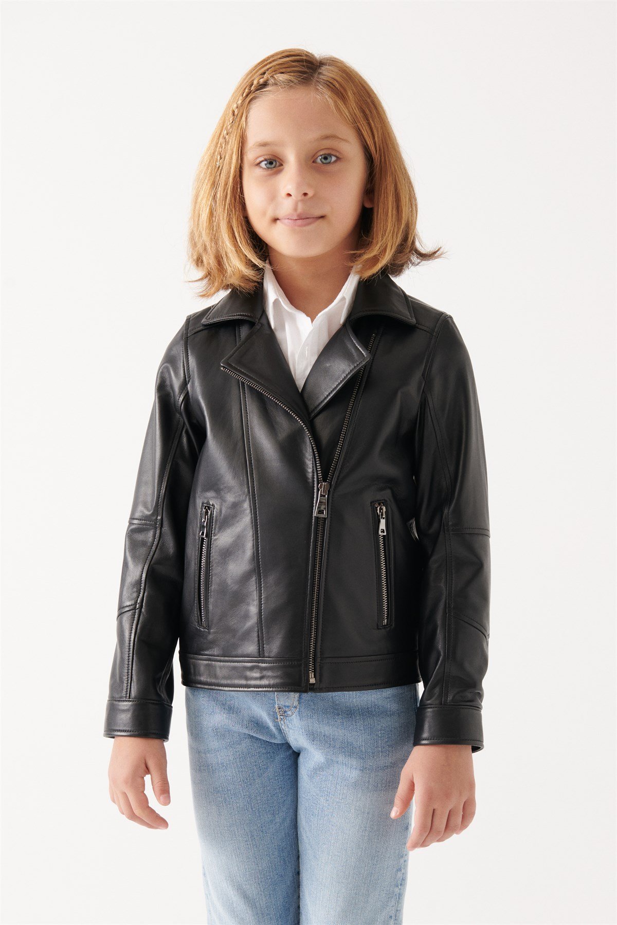 VILMA Girls Black Leather Jacket