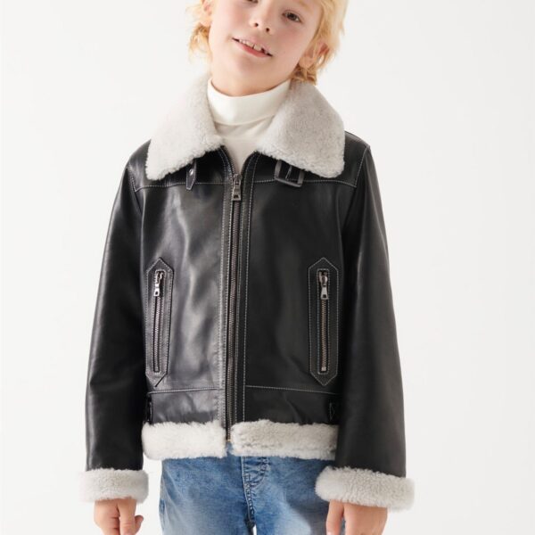 CHARLY Boys Black Leather Jacket