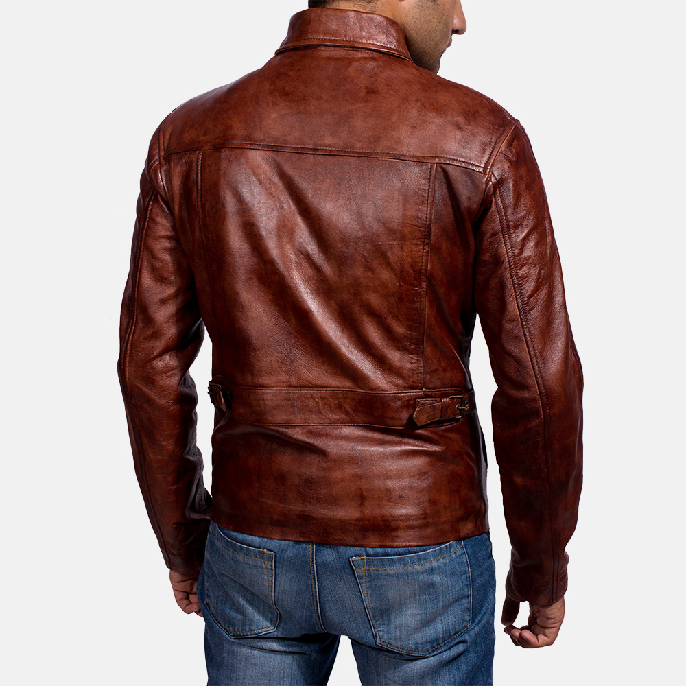 Distress Brown Leather Jacket