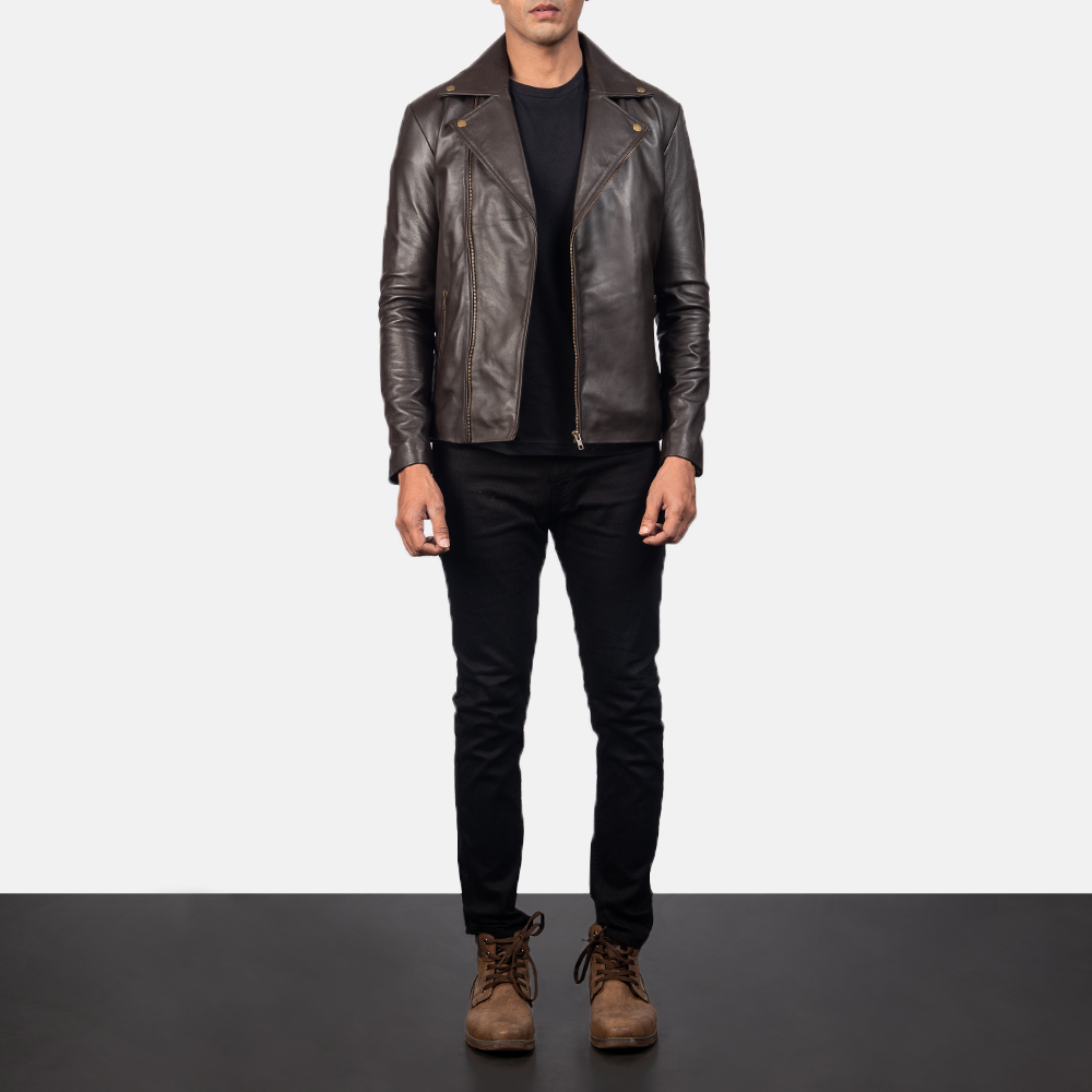 Noah Brown Leather biker Jacket