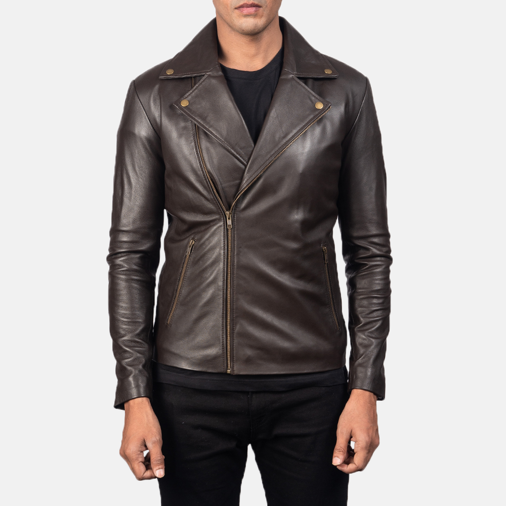 Noah Brown Leather biker Jacket
