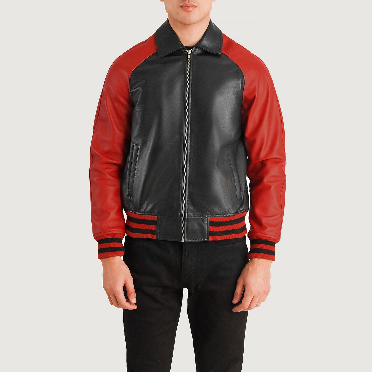 MensWaltonBlackRedLeatherVarsityJacketCloseFront-5-1704121592254.webp