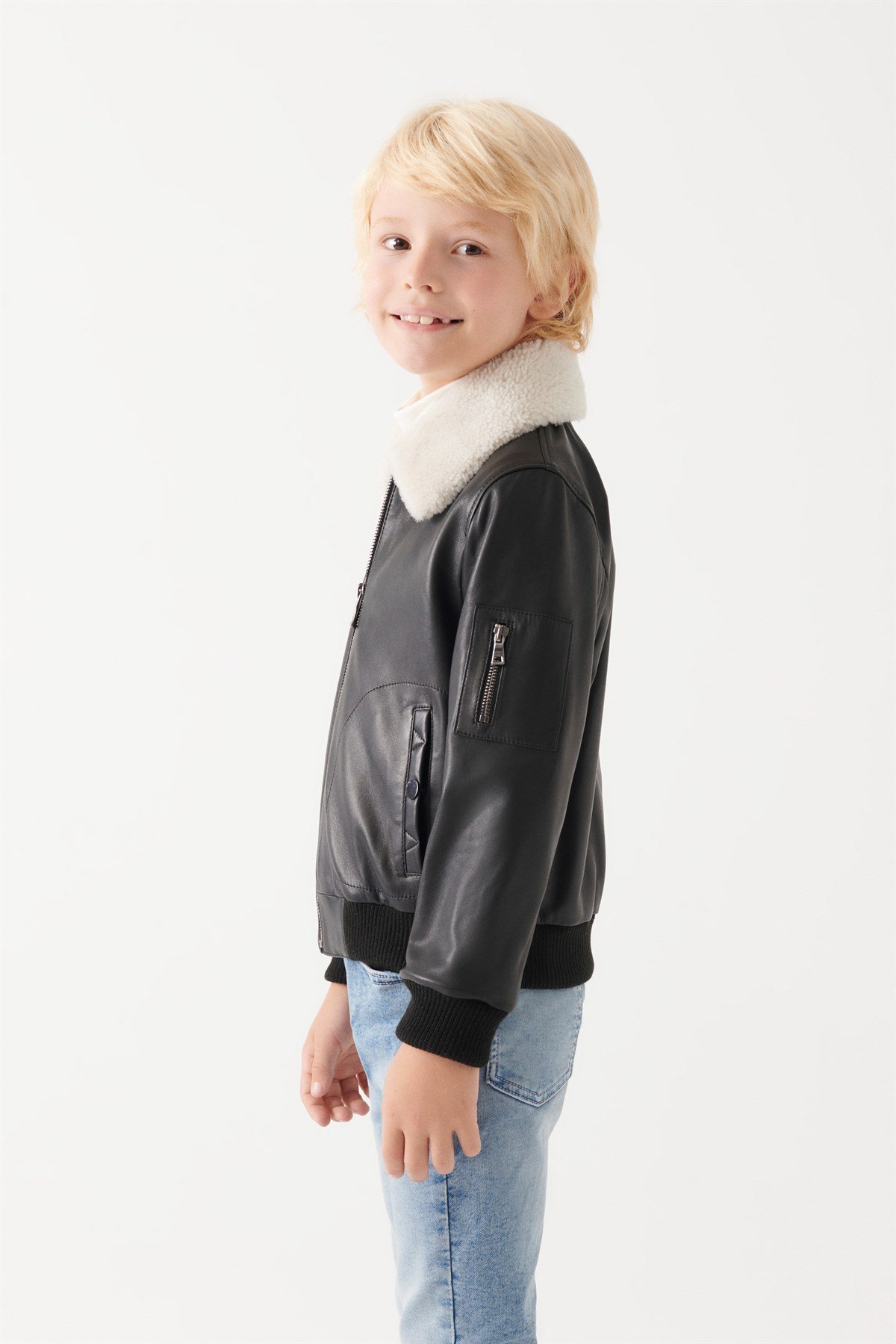 AVATAR Boys Black Leather Jacket