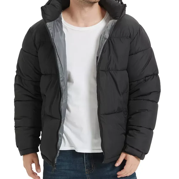 Men's Quilted Zip Front Hooded Puffer Jacket