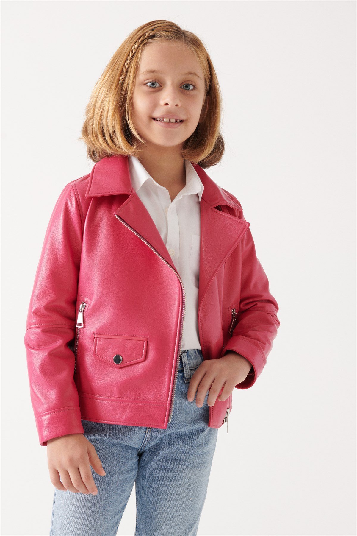 LARA Girls Vanilla Leather Jacket