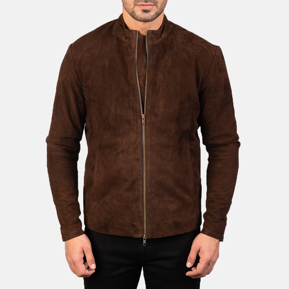 Sven Mocha Suede Bomber Jacket