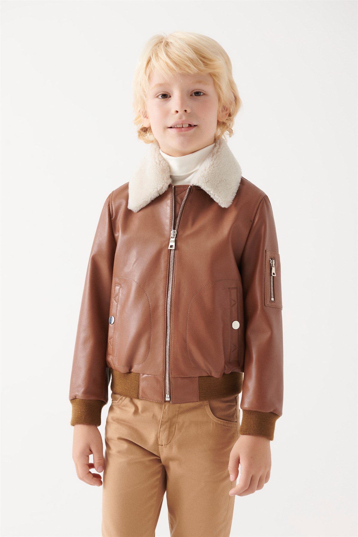 AVATAR Boys Camel Leather Jacket