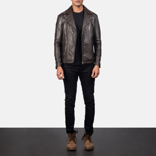 Noah Brown Leather biker Jacket