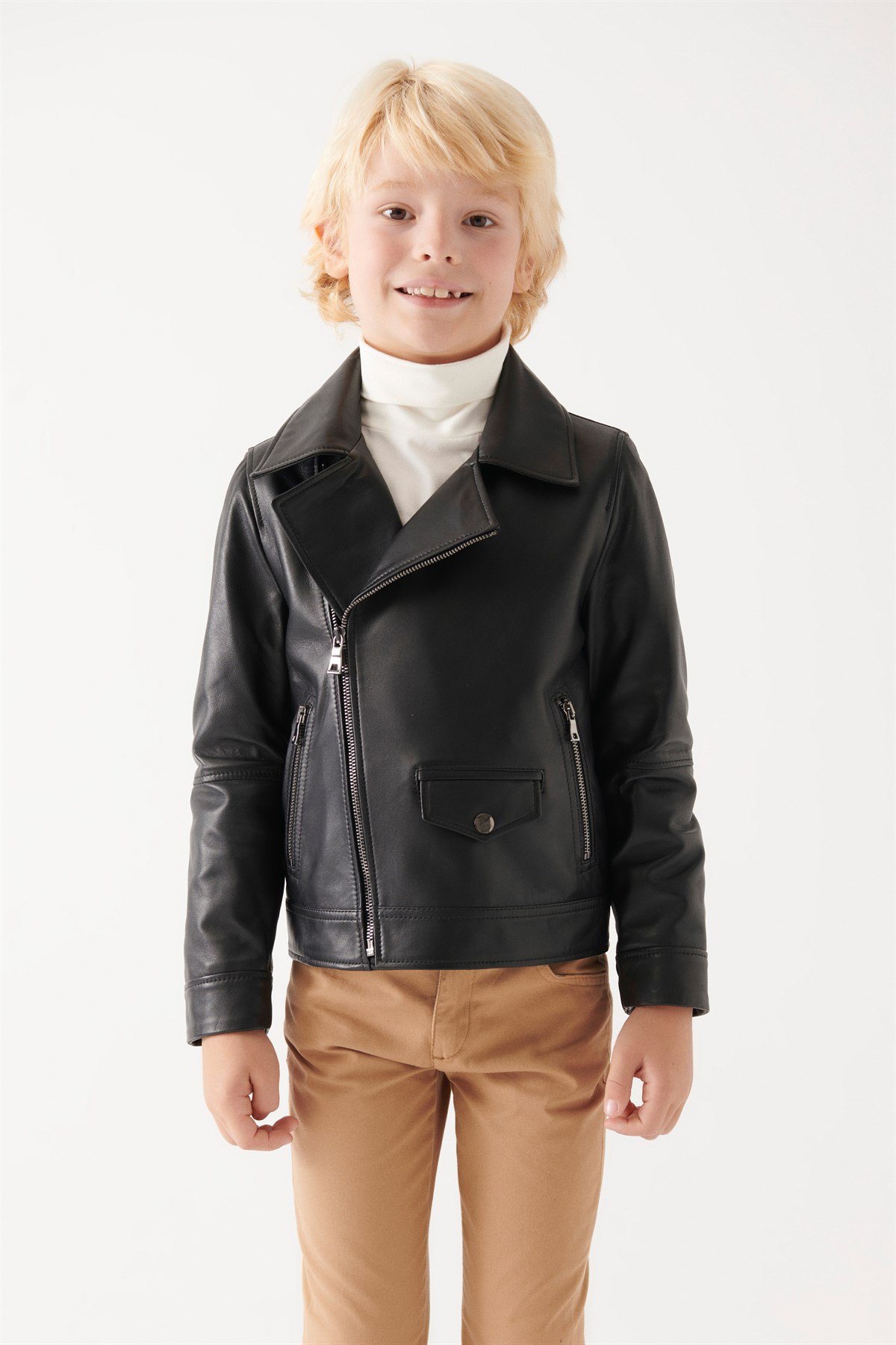 HUGO Boys Black Leather Jacket