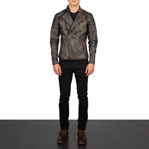 Faisor Distressed Brown Leather Biker Jacket