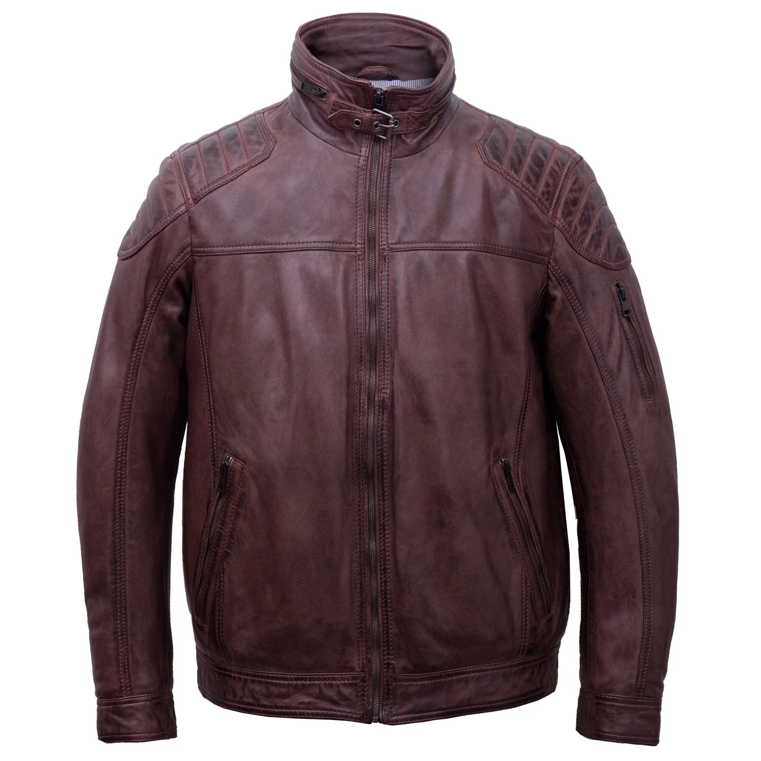 MAC: MEN'S BURGUNDY LEATHER JACKET