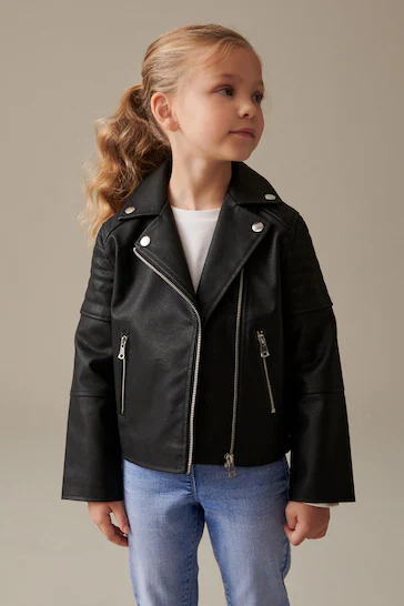 Black PU Biker Jacket