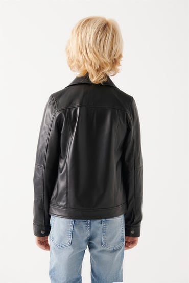 BARNY Boys Black Leather Jacket