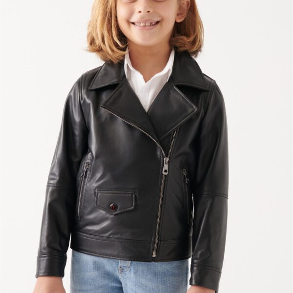 LARA Girls Black Leather Jacket